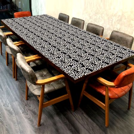Black & White Leaf Patterned Table Top